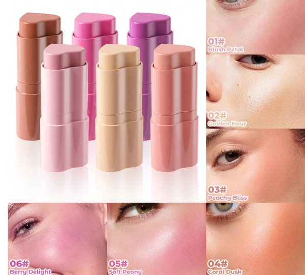 Multi-Use Makeup Blush Stick, 3-In-1 Cream Blush Stick Beauty Tinted Solid Blush Stick For Cheek/Eyes/Lips, Waterproof Moisturizer Stick, Suitable For All Skin