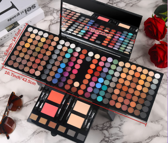 Women Makeup Sets Full Kits - 190 Colors Cosmetic Make Up Gifts Combination With Eyeshadow Facial Blusher Eyebrow Powder Face Concealer Powder Eyeliner Pencil With Full Size Mirror All-In-One Makeup Palette Kit