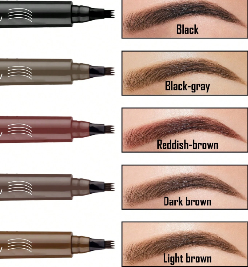 Waterproof Microblading Eyebrow Pen Eyebrow Pencil Magical Upgraded Eye Brow Pencils For Women With 4 Fork Tip & Spoolie Brush For Natural-Looking Hair-Like Defined Brows, Last All-Day